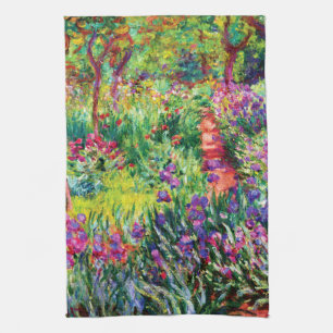 The Iris Garden at Giverny by Claude Monet Tea Towel
