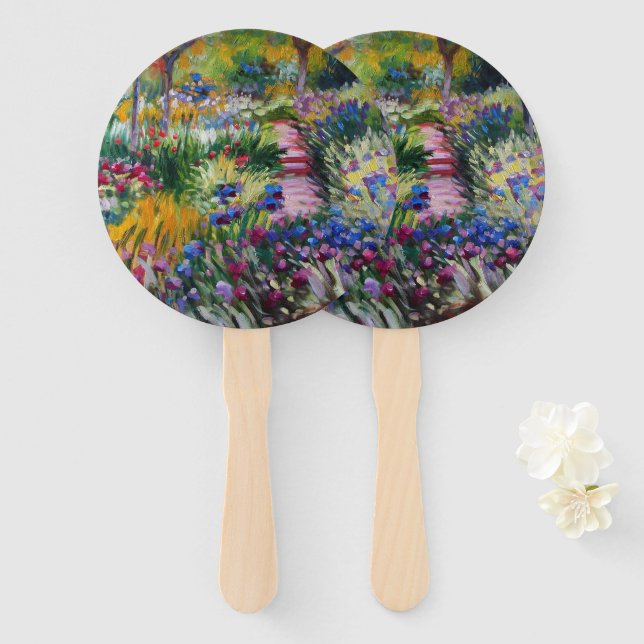 The Iris Garden by Claude Monet Hand Fan (Front and Back)