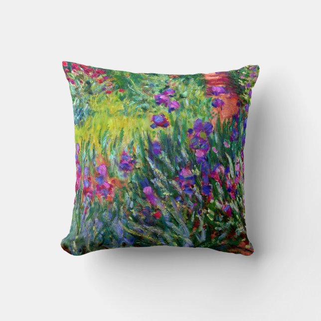 The Iris Garden in Giverny Claude Monet Fine Art Cushion (Front)
