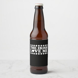 The Irish Love Me Shamrock St Patrick's Day Retro Beer Bottle Label