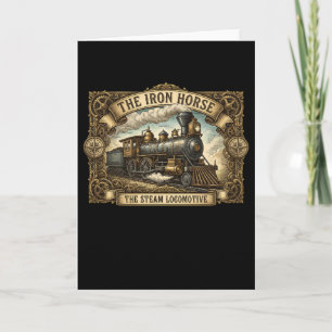The Iron Horse Steam Locomotive Vintage Train Art  Card