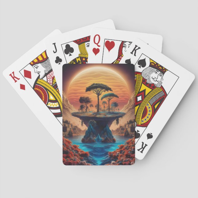 The island at sunset. playing cards (Back)