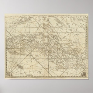 The Island of Cuba with part of the Bahama Banks Poster