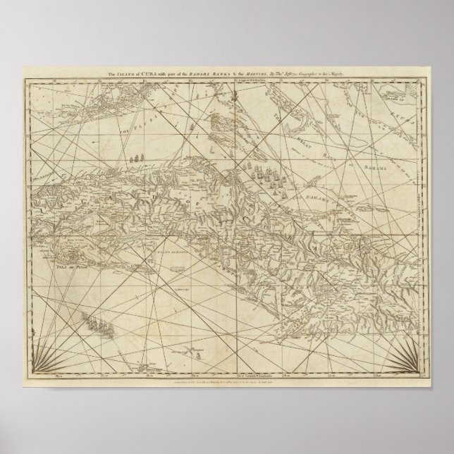 The Island of Cuba with part of the Bahama Banks Poster (Front)