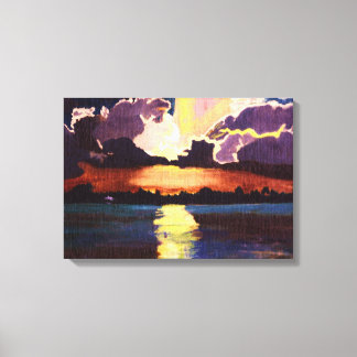 THE ISLAND SUNSET canvas painting Print