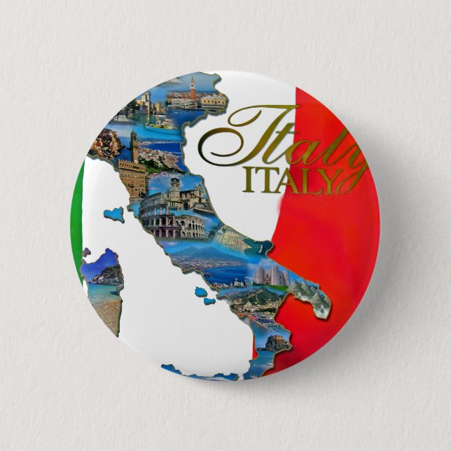 The Italian "Boot" 6 Cm Round Badge (Front)