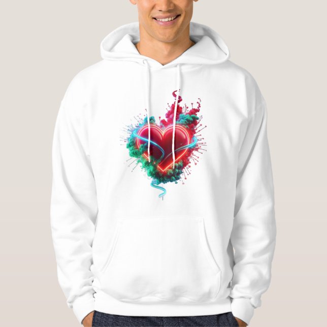 The Jaded Heart on a Long Sleeve White Hoodie (Front)