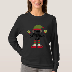 The Jager Drinking Elf Funny Whiskey Christmas T-Shirt