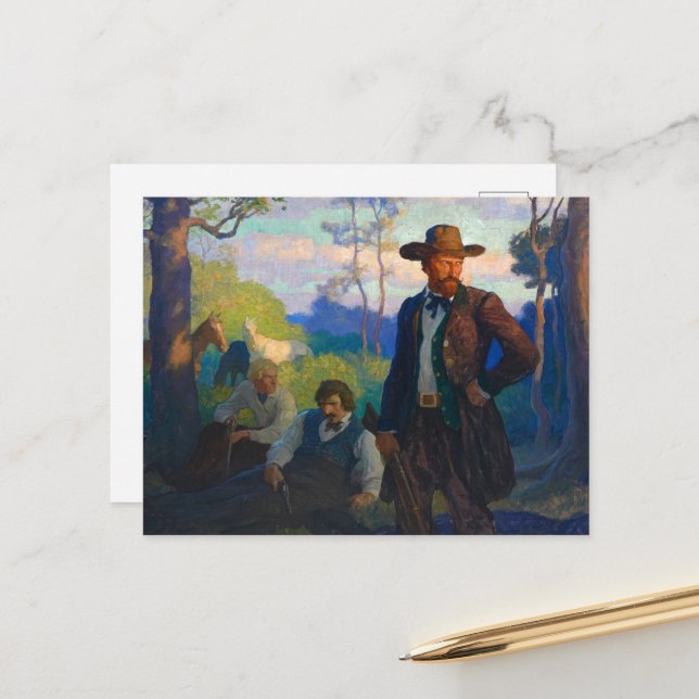 The James Brothers in Missouri by N. C. Wyeth Holiday Postcard (Front/Back In Situ)