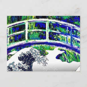 The Japanese Bridge, The Wave, Fine Art Parody Postcard