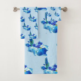 THE JAPANESE IRIS FLOWER BATH TOWEL SET