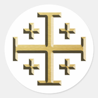 The Jerusalem Cross - Gold Beveled Edition Classic Round Sticker