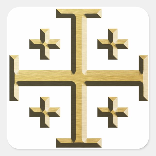 The Jerusalem Cross - Gold Beveled Edition Square Sticker (Front)