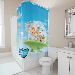 The Jetsons   The Family Flying Car Shower Curtain