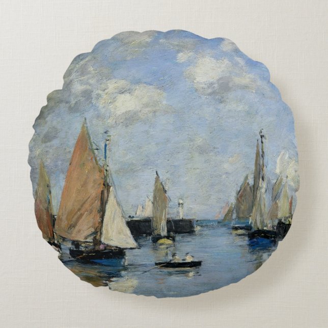 The Jetty at High Tide, Trouville Round Cushion (Front)