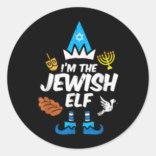The Jewish Elf Family Hanukkah Chanukah Men Women Classic Round Sticker