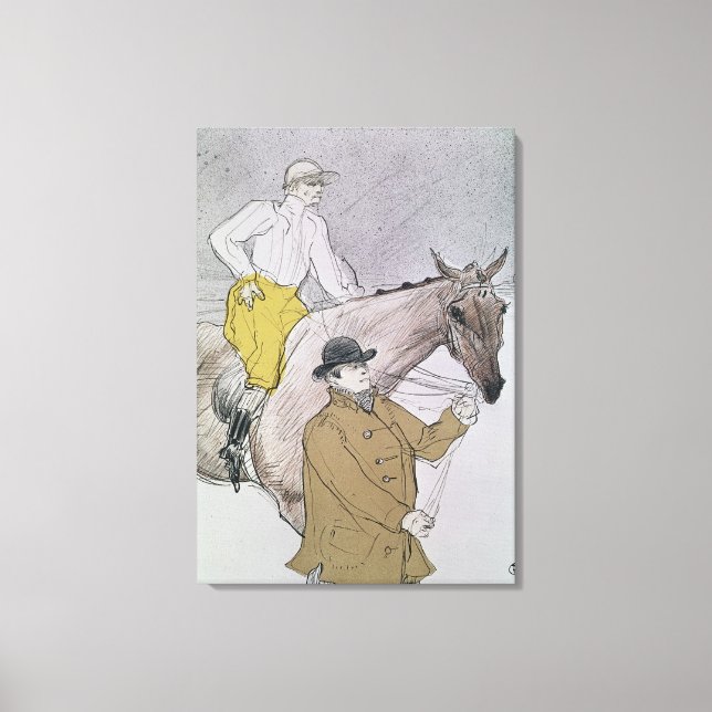 The jockey led to the start canvas print (Front)