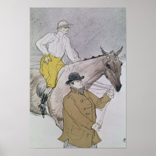 The jockey led to the start poster