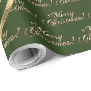 The Johnson Family Christmas Green Faux Gold Wrapping Paper