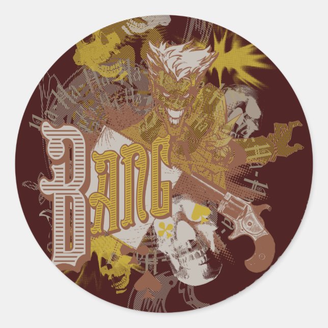 The Joker Gun / Bang Carnival Collage Classic Round Sticker (Front)