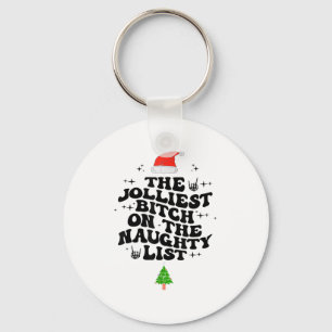 The Jolliest On The Naughty List Funny Christmas  Key Ring