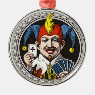 The jolly joker playing card graphic metal tree decoration