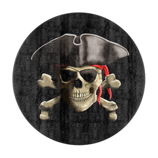 The Jolly Roger Pirate Skull Cutting Board (Front)