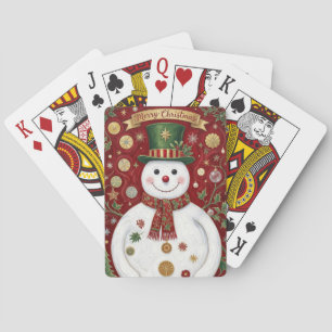 The Jolly Snowman’s Crimson Jubilee Playing Cards
