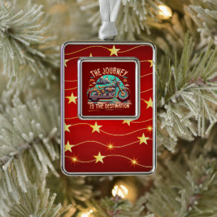 The Journey Is the Destination: Vintage Motorcycle Silver Plated Framed Ornament