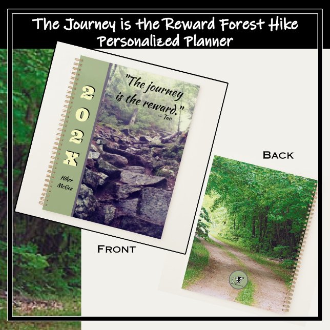 The Journey is the Reward Forest Hike Personalised Planner (Photos of the Artist's Bluff trail off the Kancamagus in New Hampshire.)