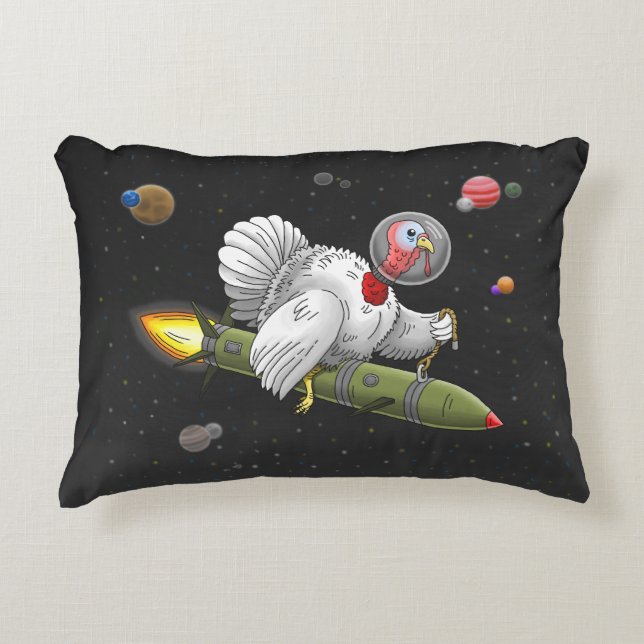 The Journey of the Rocket Turkey Decorative Cushion (Front)
