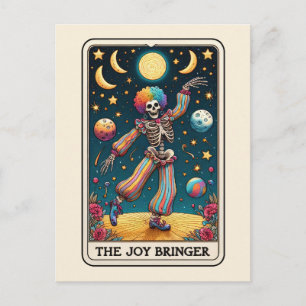 The Joy Bringer Tarot Art Rainbow Clown Skeleton Postcard