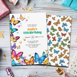 The Joy of Butterflies 11th Birthday Invitation