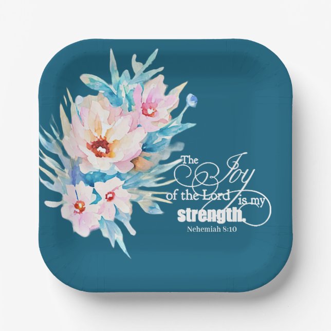 The Joy of the Lord floral Paper Plate (Front)