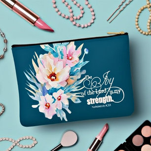 The Joy of the Lord floral personalised Accessory Pouch