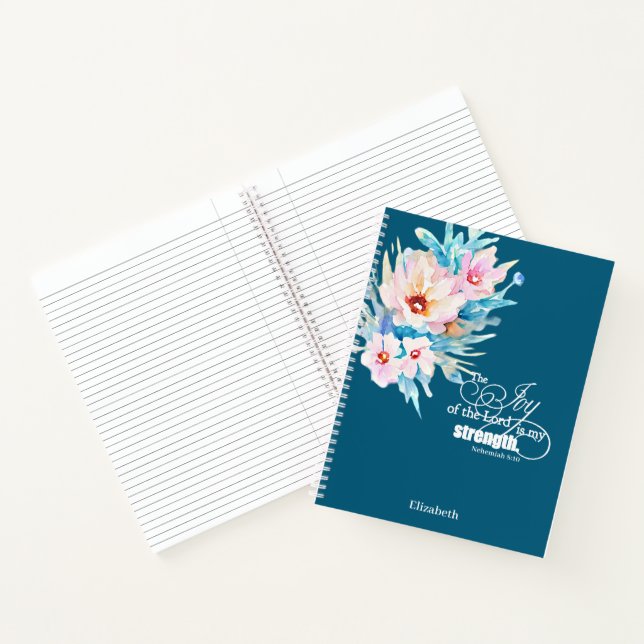 The Joy of the Lord floral personalised Notebook (Inside)