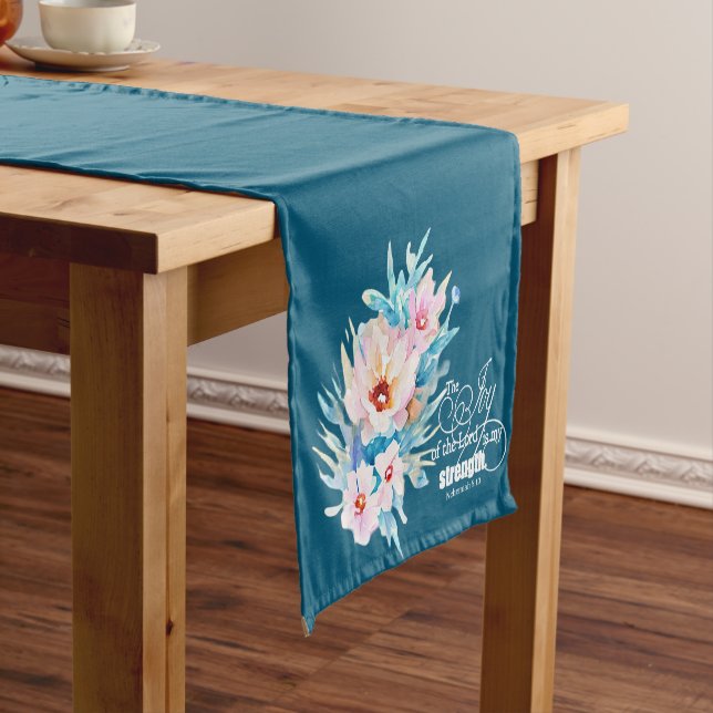 The Joy of the Lord floral Short Table Runner (In Situ)