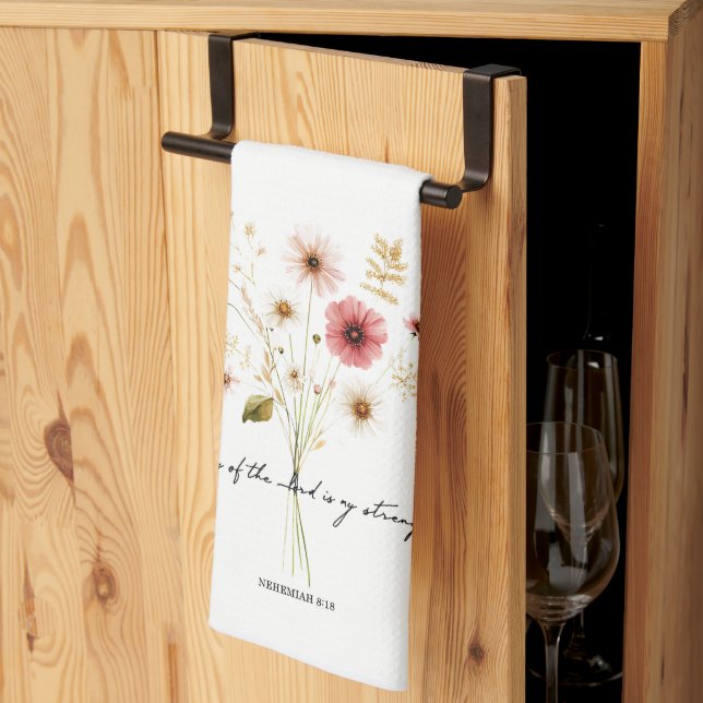 The Joy of the lord minimalist floral Tea Towel (Thirds Fold)