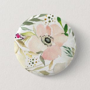The Joy of White   Watercolor Floral Pattern 6 Cm Round Badge