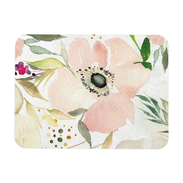 The Joy of White | Watercolor Floral Pattern Magnet (Horizontal)
