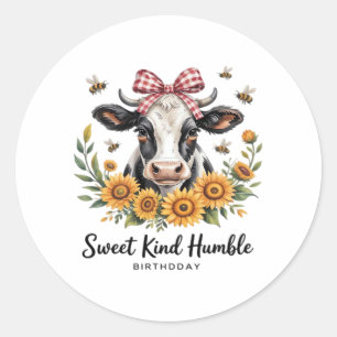 The Joyfull Strawberry Cow  Cow love Classic T-Shi Round Sticker