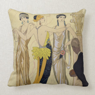 The Judgement of Paris, 1920-30 (pochoir print) Cushion