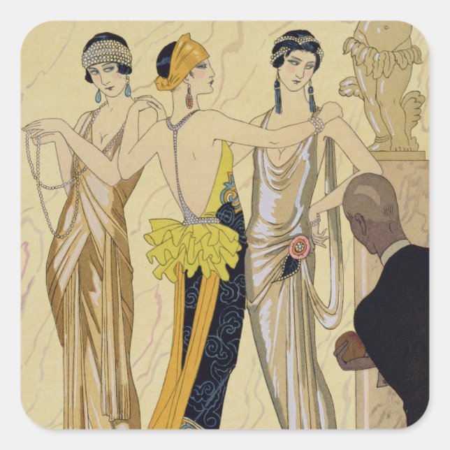 The Judgement of Paris, 1920-30 (pochoir print) Square Sticker (Front)