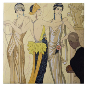 The Judgement of Paris, 1920-30 (pochoir print) Tile