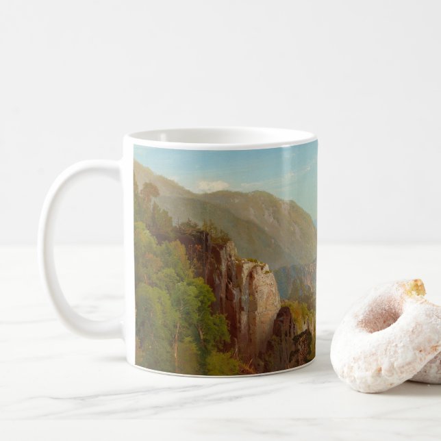 The Juniata River, Pennsylvania by Thomas Moran Coffee Mug (With Donut)