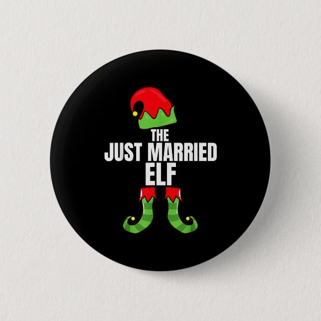 The Just Married Elf Matching Family Christmas Gro 6 Cm Round Badge (Front)