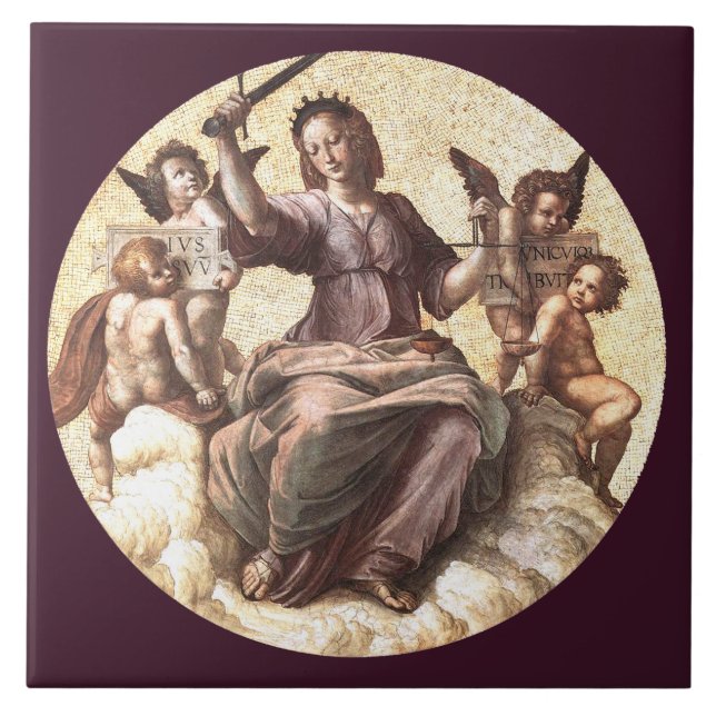 THE JUSTICE Allegory Fresco by Raffaello Sanzio Tile (Front)