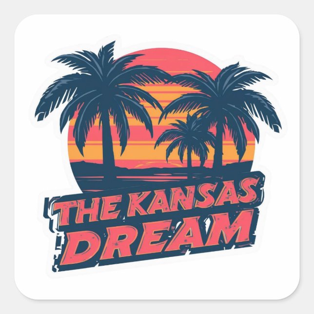 The Kansas Dream American Retro Summer Square Sticker (Front)
