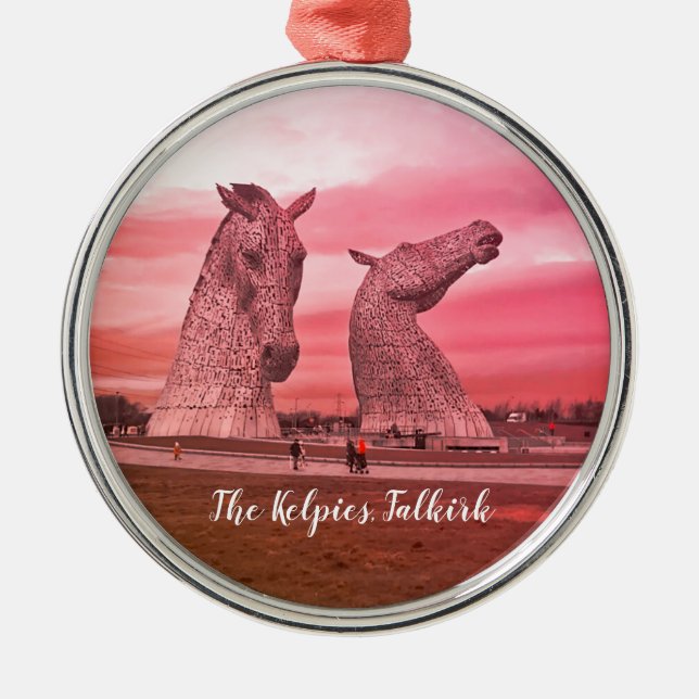 The Kelpies, Falkirk in Scotland Metal Tree Decoration (Front)
