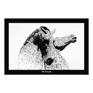 The kelpies in silhouette, Falkirk , Scotland Photo Print